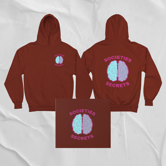 Burgundy Hoodie - Turquoise Brain Logo