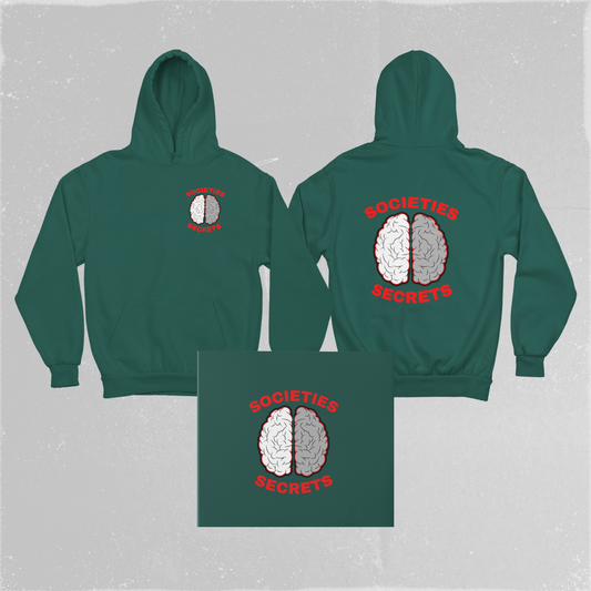 Bottle Green Hoodie - Red Brain Logo