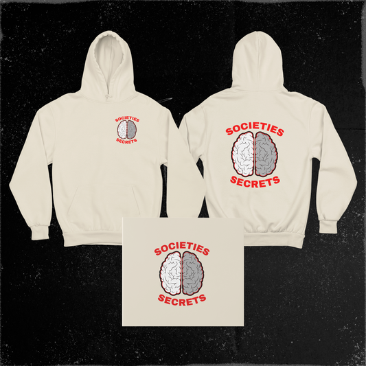 Classic Beige Hoodie - Red Brain Logo