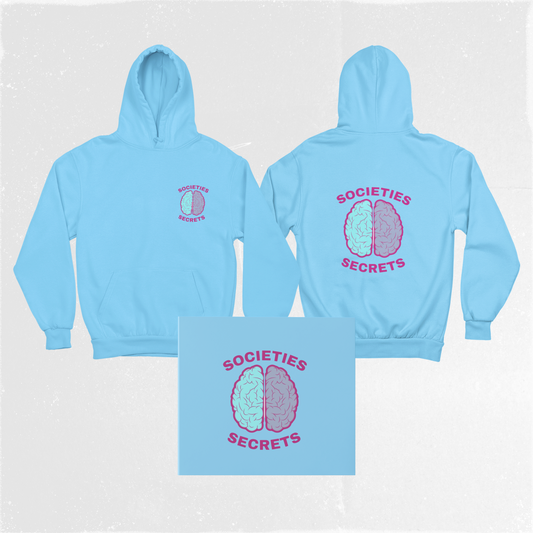 Baby Blue Hoodie - Turquoise Brain Logo